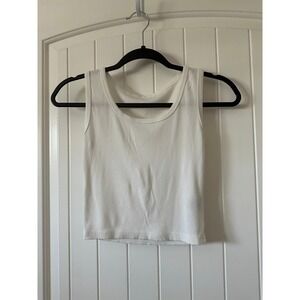 Dazy‎ White Ribbed Stretchy Tank Top Small